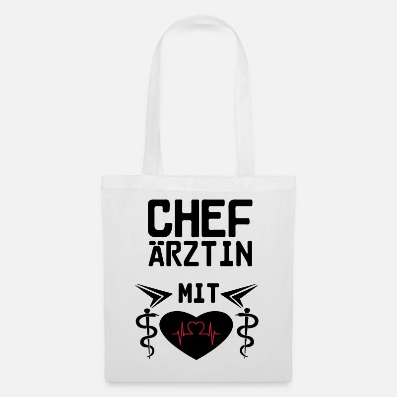 Chefärztin mit Herz Geschenk - Stoffbeutel - Weiß