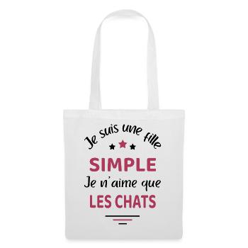 Fille simple chat humour chat - Sac en tissu - blanc - Devant