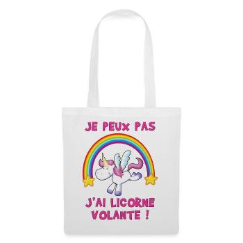 Je peux pas j'ai Licorne volante ! - Sac en tissu - blanc - Devant