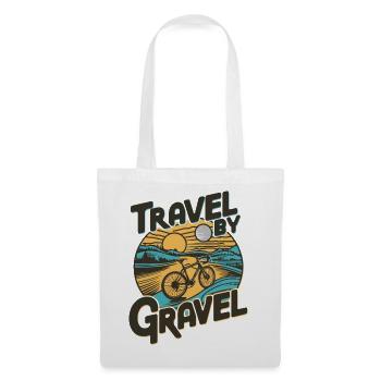 Voyage sur le gravier : coucher de soleil rétro à vélo - Sac en tissu - blanc - Devant