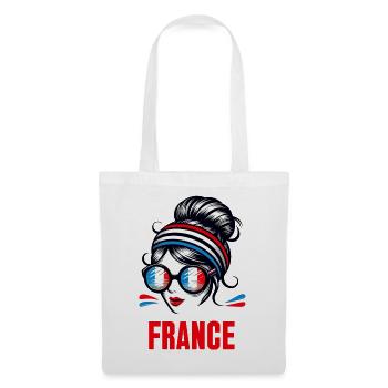 Stylisches France Girl: Retro-Chic mit modernem Twist - Stoffbeutel - Weiß - Vorne