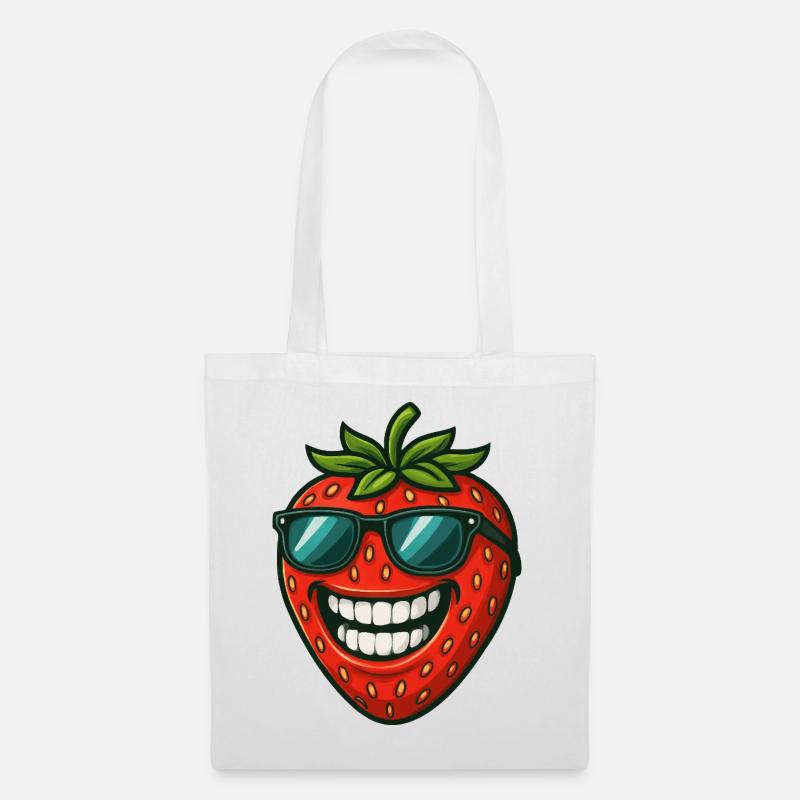 Coole Erdbeeren mit Sonnenbrille Sommerfrucht Spaß - Stoffbeutel - Weiß