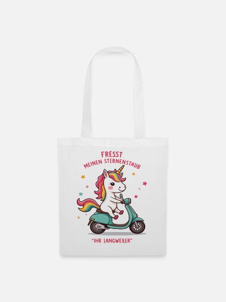 Roller-Einhorn - Stoffbeutel - Weiß