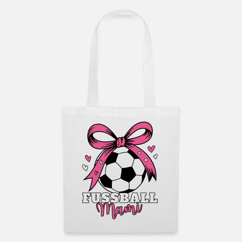 Fußball Mami Pink Schleife - Stoffbeutel - Weiß