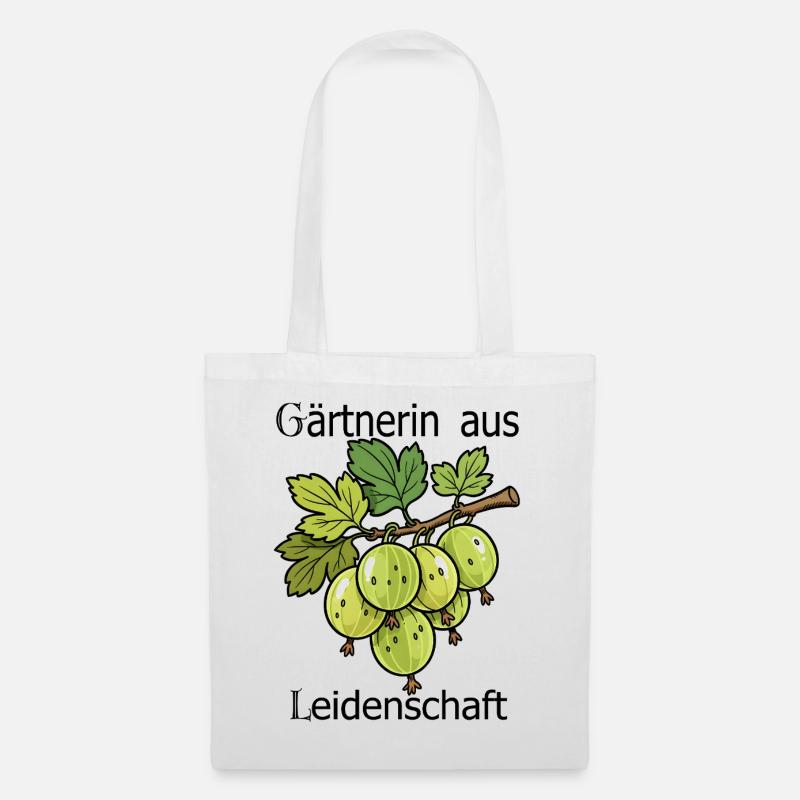 Grüne Stachelbeere Zweig Illustration - Stoffbeutel - Weiß