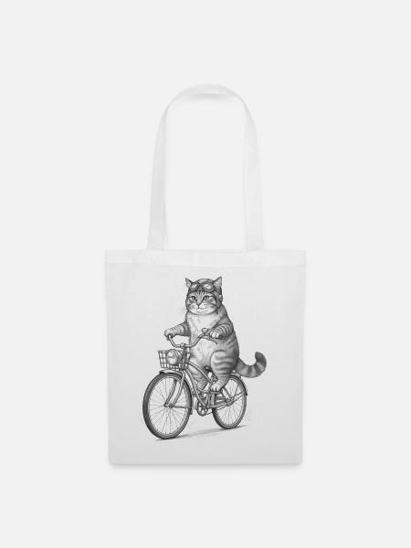 Katzenradfahrer mit Schutzbrille - Stoffbeutel - Weiß