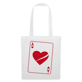 Herz Ass Poker Kostüm Damen Karneval Lustig - Stoffbeutel - Weiß - Vorne