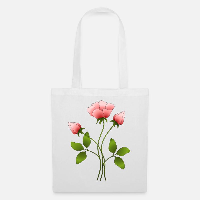 Blumen - Stoffbeutel - Weiß