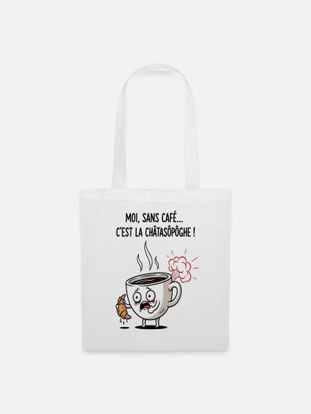 Koffein-Krise-Tassen-Cartoon - Stoffbeutel - Weiß