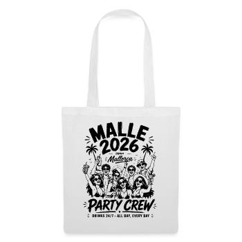 MALLE 2026 Party Crew 24/7 All Day, Every Day - Stoffbeutel - Weiß - Vorne