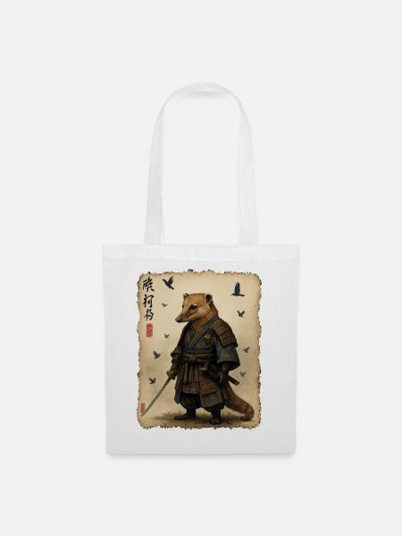 Meerkat Samurai: Schattenkatana - Stoffbeutel - Weiß