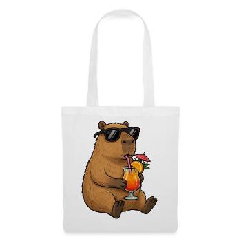 Capybara mit Sonnen-Cocktail-Style - Stoffbeutel - Weiß - Vorne