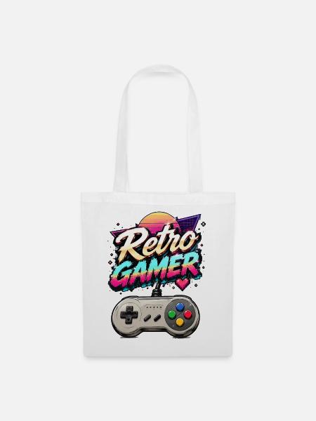 Retro Gamer Neon - Stoffbeutel - Weiß