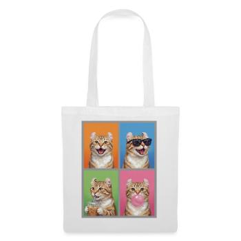 Katzen American Curl Katze - Stoffbeutel - Weiß - Vorne