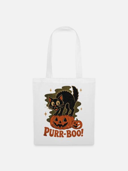 Purrr-BOO Halloween Katze - Stoffbeutel - Weiß