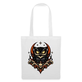 NachtEule Totenkopf Ornament - Stoffbeutel - Weiß - Vorne