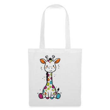 Süße Bunte Giraffe Kinder Baby Safari T-Shirt - Stoffbeutel - Weiß - Vorne