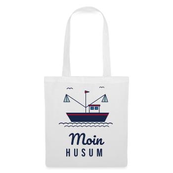 Moin Husum – Krabbenkutter Nordsee Motiv - Stoffbeutel - Weiß - Vorne