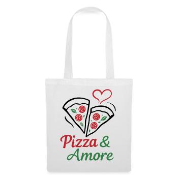 Pizza & Amore – Pizza Liebe mit Herz - Stoffbeutel - Weiß - Vorne