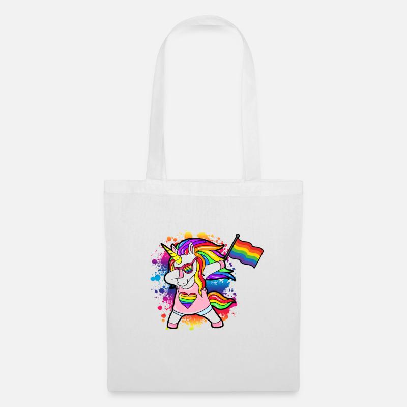 LGBT Lesbisches Einhorn Rainbow Regenbogen Flagge - Stoffbeutel - Weiß