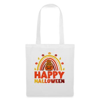 Halloween Regenbogen Happy Hallowen mit Kürbis - Stoffbeutel - Weiß - Vorne