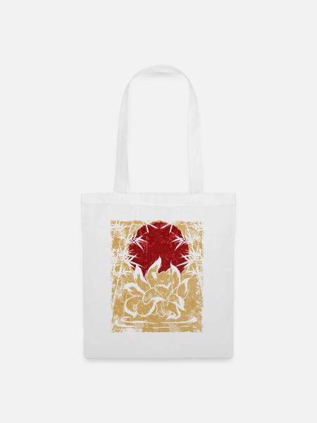 Neunschwänziger Fuchs Japanische Retro Kunst - Stoffbeutel - Weiß