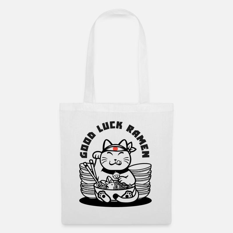 Viel Glück Ramen - maneki neko - Stoffbeutel - Weiß