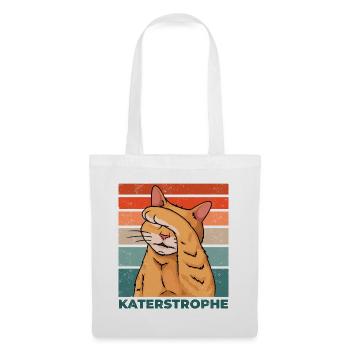 Katze Katastrophe Katerstrophe Lustig Spruch - Stoffbeutel - Weiß - Vorne