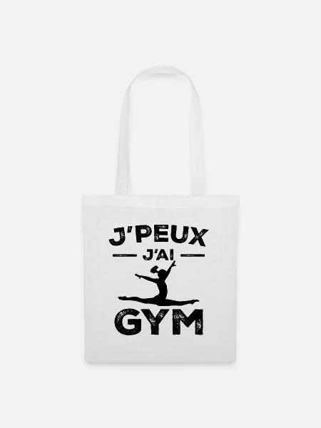 Gymnastik-Geschenk - Ich kann nicht ins Fitnessstudio - Stoffbeutel - Weiß