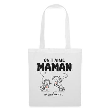 on aime maman cadeau papa 3 filles fête des mères - Sac en tissu - blanc - Devant