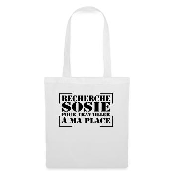 recherche sosie...citation, message, humour - Sac en tissu - blanc - Devant