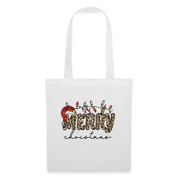 FROHE Weihnachten, Weihnachtsmannmütze - Stoffbeutel - Weiß - Vorne