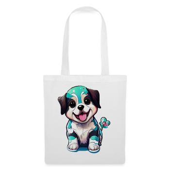 Niedlichkeit in Hundeform. Kräftige und lebendige - Stoffbeutel - Weiß - Vorne