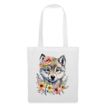 Wolf cub cute wolf baby cute watercolor - Tote Bag - white - Front