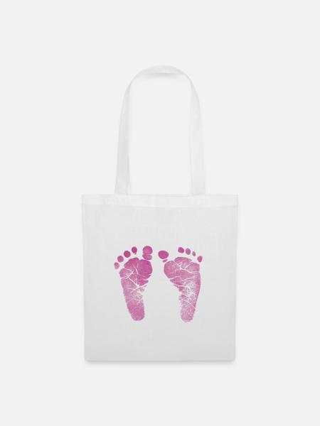 Babyfüße Mädchen - Stoffbeutel - Weiß