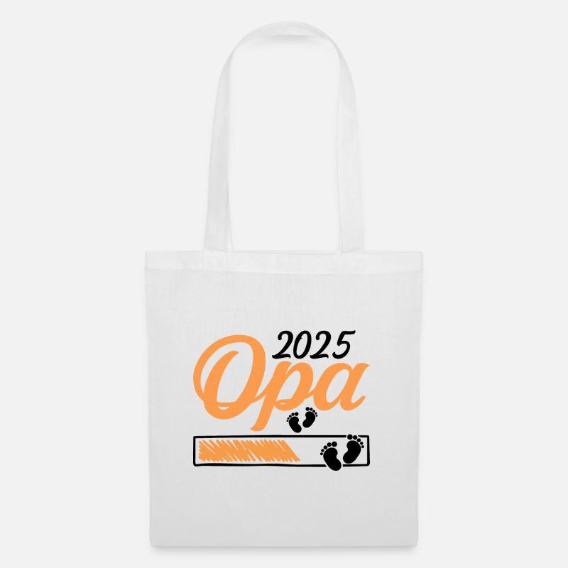 Werdender Opa 2025 Opa loading Geschenk Männer - Stoffbeutel - Weiß