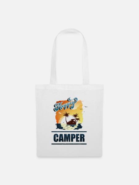 Happy Camping - Stoffbeutel - Weiß