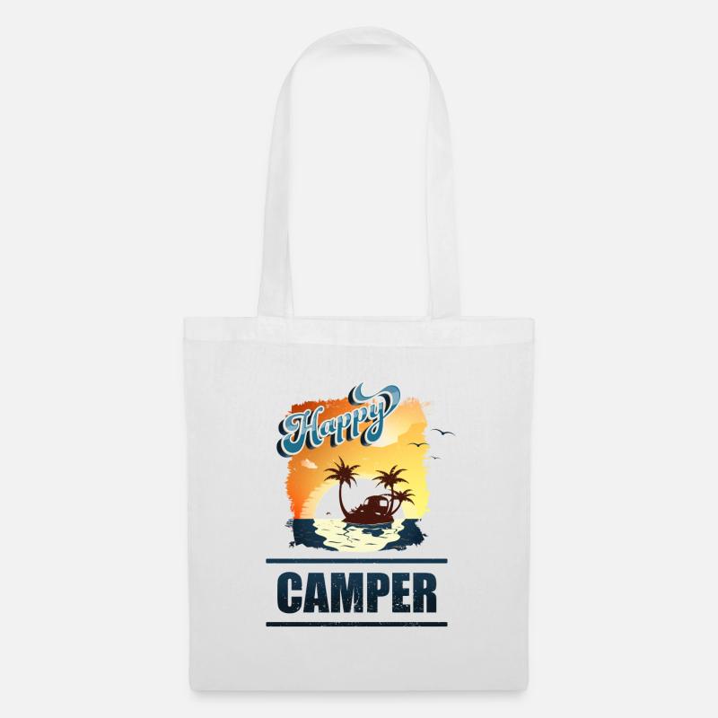 Happy Camping - Stoffbeutel - Weiß