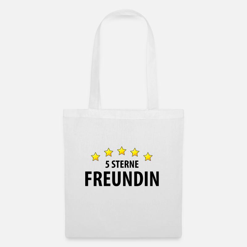 5 Sterne Freundin - Stoffbeutel - Weiß