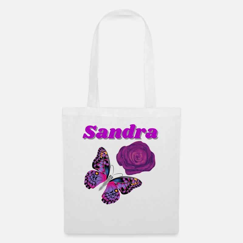Sandra,schmetterling und rose lila - Stoffbeutel - Weiß