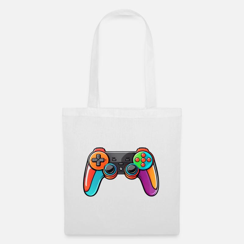 Gamepad Controller Farben Bunt - Stoffbeutel - Weiß