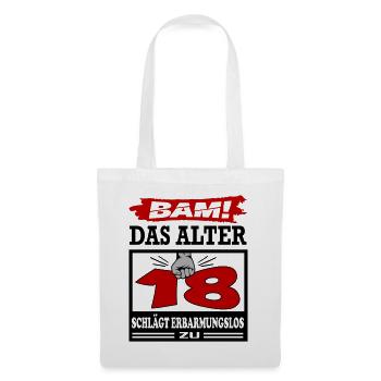 Geburtstag 18 Bam Boom Bombe Alter schlägt zu - Stoffbeutel - Weiß - Vorne