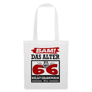 Geburtstag 66 Bam Boom Bombe Das Alter schlägt zu - Stoffbeutel - Weiß - Vorne