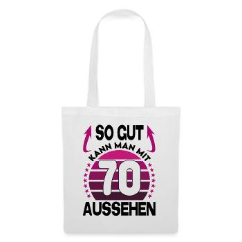 Geburtstag 70 Jahre So gut aussehen Retro Vintage - Stoffbeutel - Weiß - Vorne