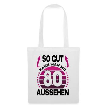 Geburtstag 80 Jahre So gut aussehen Retro Vintage - Stoffbeutel - Weiß - Vorne