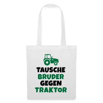 Tausche Bruder gegen Traktor - Stoffbeutel - Weiß - Hinten