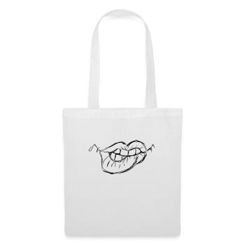 Sexy Lippen, zum verlieben, Geschenkidee, Biss - Stoffbeutel - Weiß - Hinten