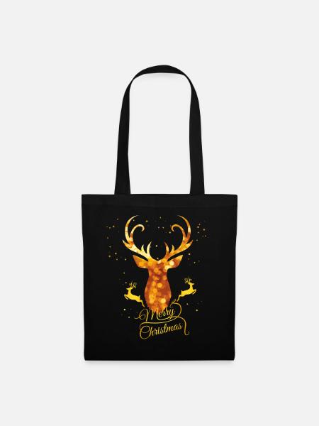 hirsch gold christmas Xmas apresski glamour geweih - Stoffbeutel - Schwarz