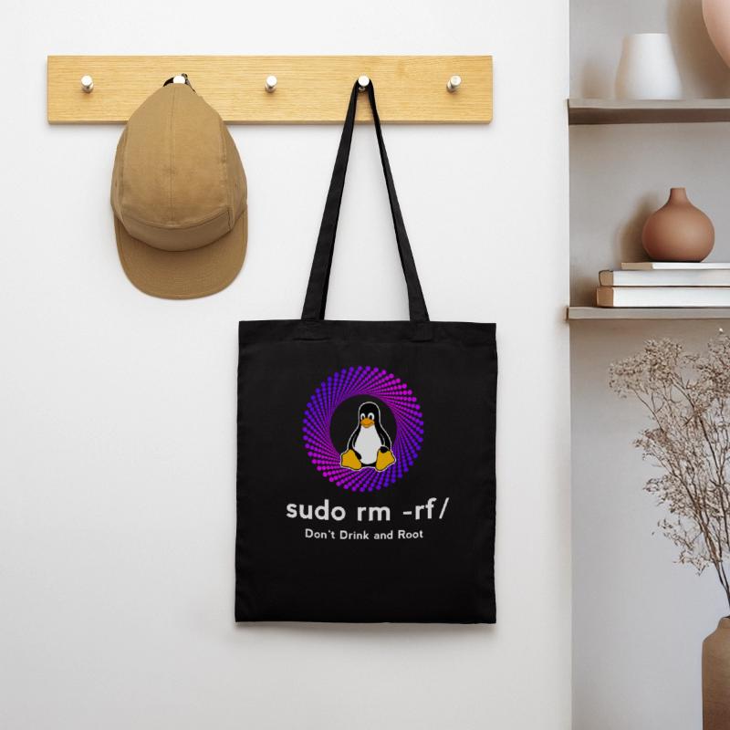 Ordinateur Sys admin Penguin Nerd pc sudo rm -rf cod Sac en tissu