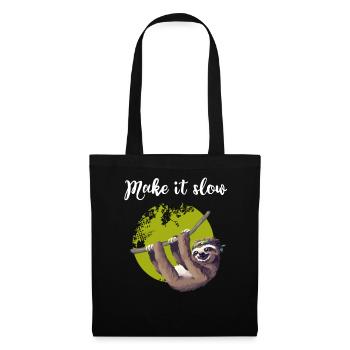 sloth make it slow paresseux nerd pc chillen - Sac en tissu - noir - Devant